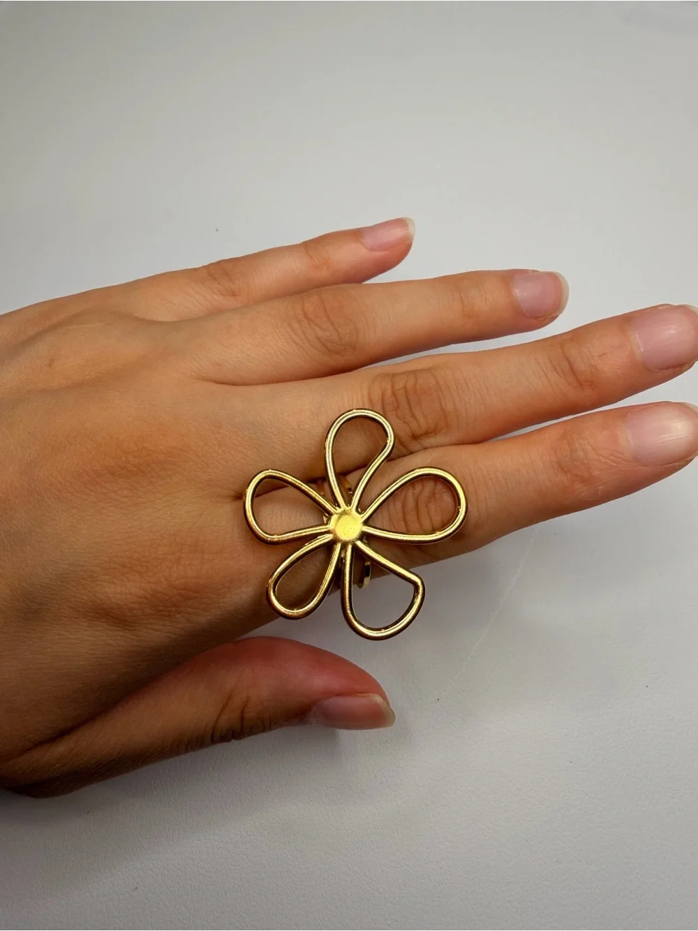 Gold Floral Openwork Statement Ring
